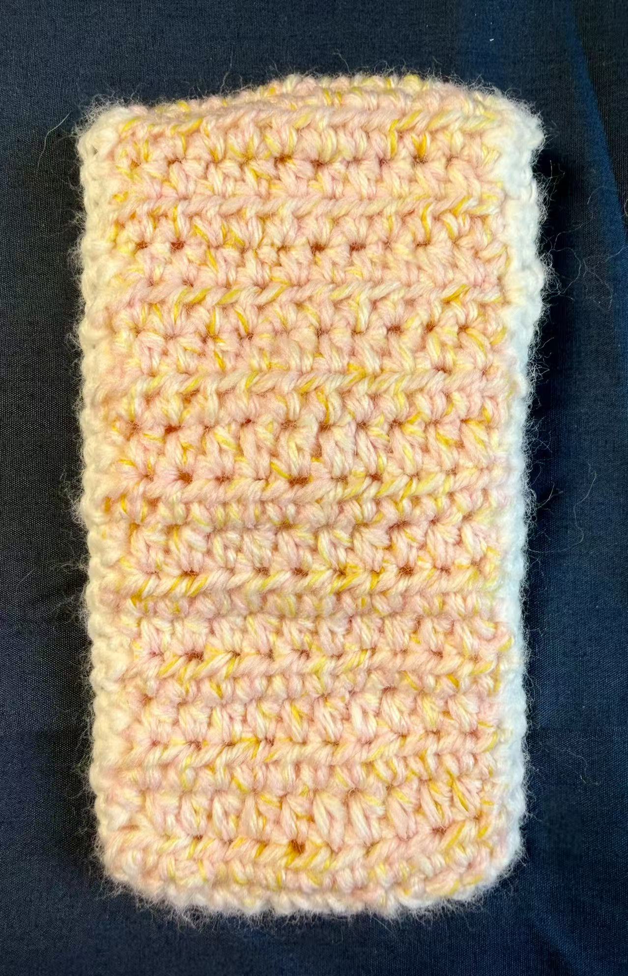 Back view of the closed crochet pencil or glasses pouch.